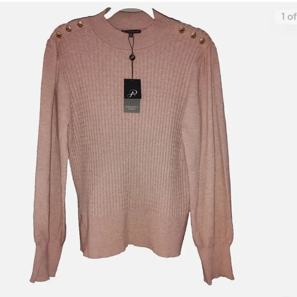 Adrianna Papell Women's Blush Sweater with Gold Buttons